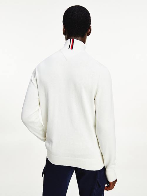 Tommy Hilfiger Pima Pamuklu Cashmere Half Zip Jumper Kazak Erkek Beyaz | TH072OZG