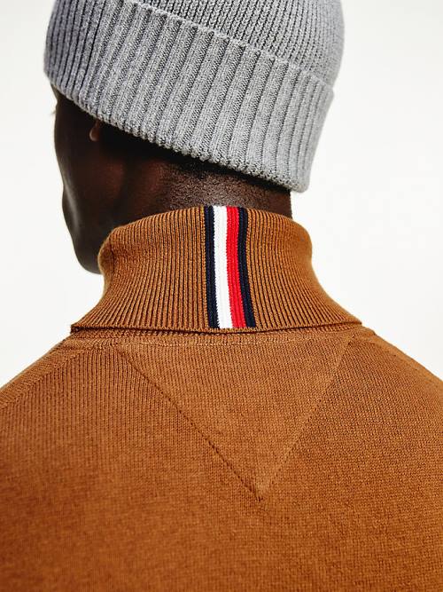 Tommy Hilfiger Pima Pamuklu Cashmere Roll Neck Jumper Kazak Erkek Kahverengi | TH249FES