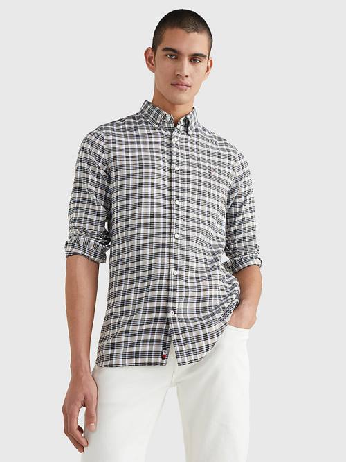 Tommy Hilfiger Plaid Check Slim Fit Oxford Gömlek Erkek Mavi | TH875LIF