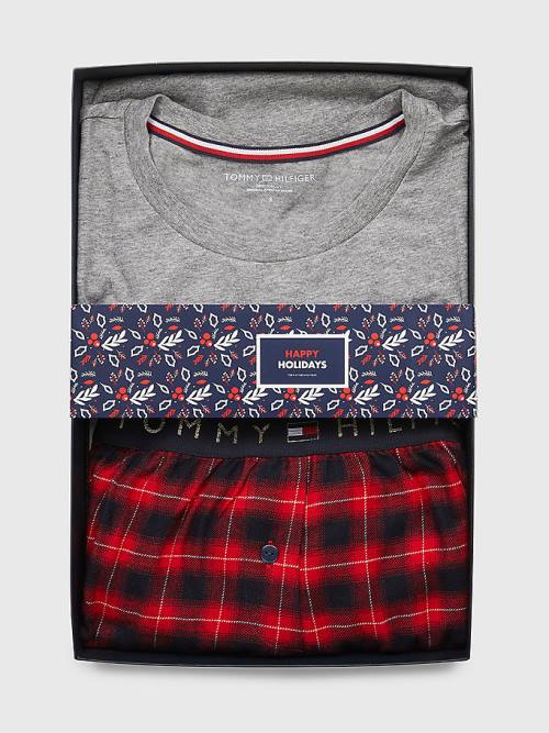 Tommy Hilfiger Plaid Stretch Flannel Set Pijama Kadın Kırmızı | TH746BFA