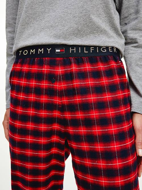 Tommy Hilfiger Plaid Stretch Flannel Set Pijama Kadın Kırmızı | TH746BFA