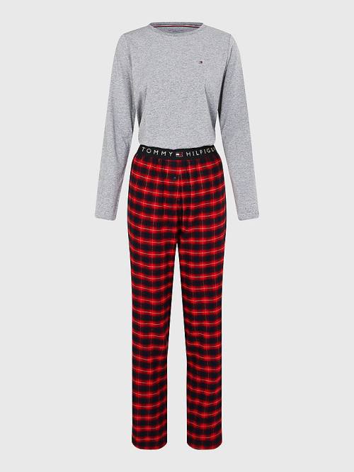 Tommy Hilfiger Plaid Stretch Flannel Set Pijama Kadın Kırmızı | TH746BFA