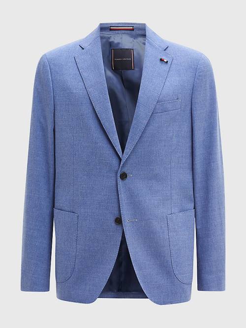 Tommy Hilfiger Plain Weave Slim Fit Blazer Erkek Mavi | TH278ZKA