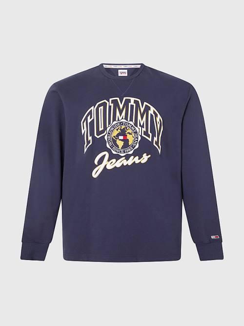 Tommy Hilfiger Plus Archive Organic Pamuklu Varsity Sweatshirt Erkek Mavi | TH459YJN