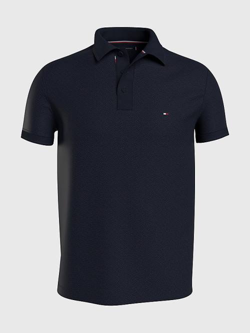 Tommy Hilfiger Plus Bubble Weave Polo Yaka Tişört Erkek Mavi | TH035JGA