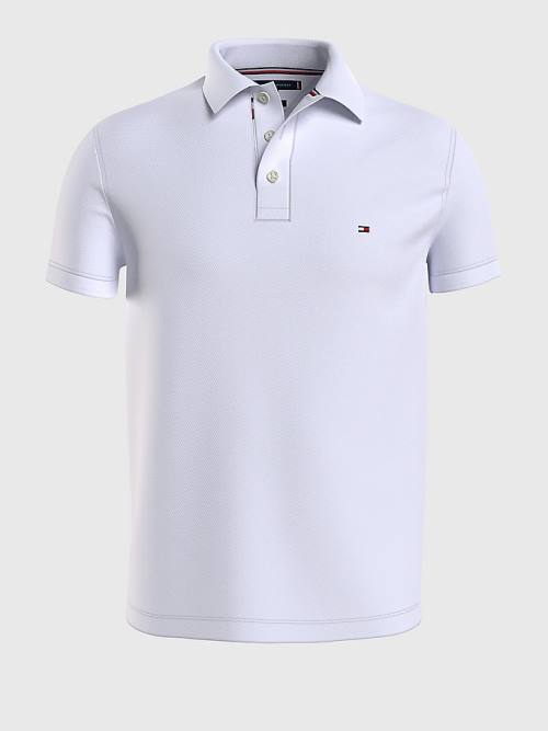 Tommy Hilfiger Plus Bubble Weave Polo Yaka Tişört Erkek Beyaz | TH973OMF