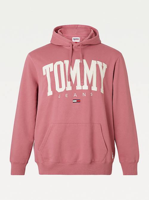 Tommy Hilfiger Plus College Logo Kapüşonlu Sweatshirt Erkek Pembe | TH673ZSO