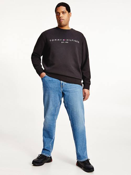 Tommy Hilfiger Plus Crew Neck Logo Sweatshirt Erkek Siyah | TH247RAI