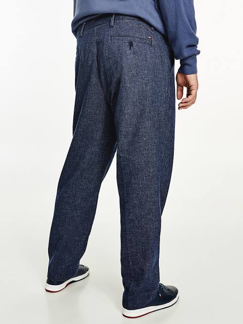 Tommy Hilfiger Plus Denton Fitted Straight Wool-Look Pantolon Erkek Mavi | TH915WMA