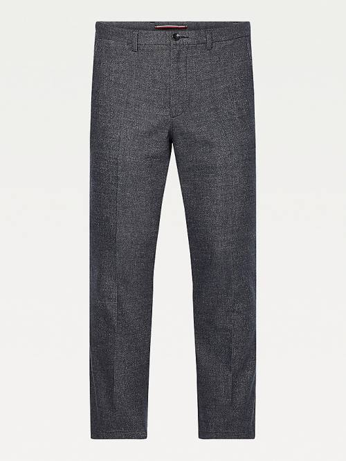 Tommy Hilfiger Plus Denton Fitted Straight Wool-Look Pantolon Erkek Mavi | TH915WMA