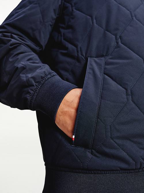 Tommy Hilfiger Plus Diamond Quilted Bomber Ceket Erkek Mavi | TH615JTB