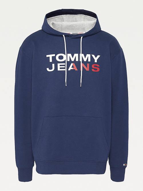 Tommy Hilfiger Plus Essential Logo Kapüşonlu Sweatshirt Erkek Mavi | TH259FBG