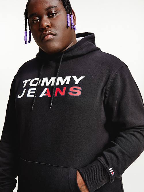 Tommy Hilfiger Plus Essential Logo Kapüşonlu Sweatshirt Erkek Siyah | TH863YXM