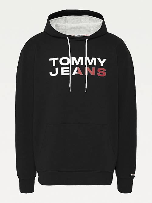 Tommy Hilfiger Plus Essential Logo Kapüşonlu Sweatshirt Erkek Siyah | TH863YXM