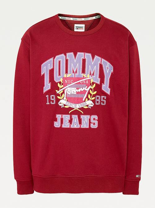 Tommy Hilfiger Plus Logo Fleece Sweatshirt Erkek Kırmızı | TH492QSA