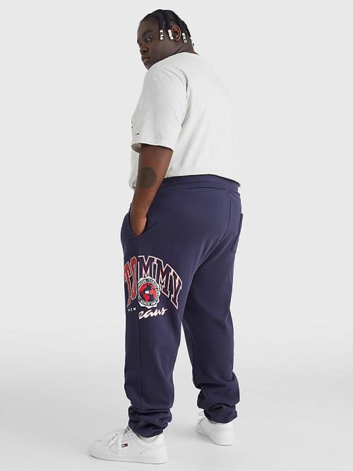 Tommy Hilfiger Plus Organic Pamuklu Collegiate Joggers Pantolon Erkek Mavi | TH854WRE