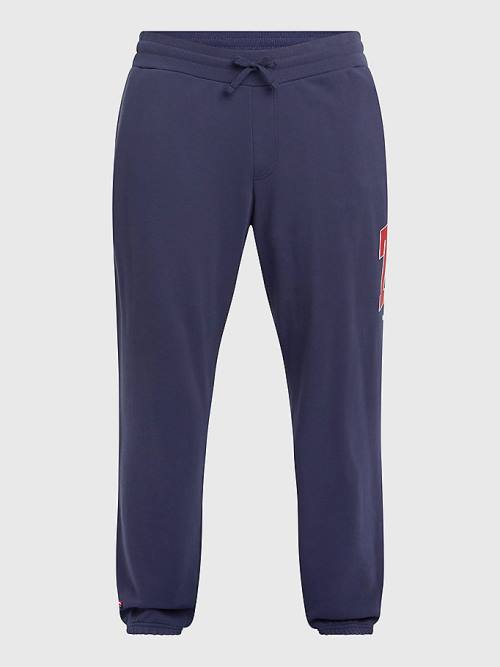 Tommy Hilfiger Plus Organic Pamuklu Collegiate Joggers Pantolon Erkek Mavi | TH854WRE