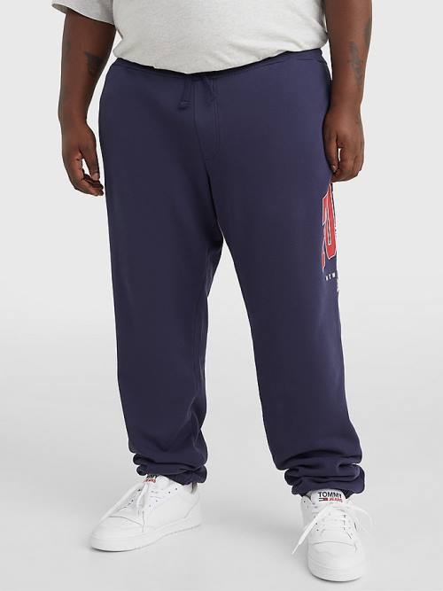 Tommy Hilfiger Plus Organic Pamuklu Collegiate Joggers Pantolon Erkek Mavi | TH854WRE