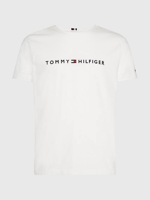 Tommy Hilfiger Plus Organic Pamuklu Logo Tişört Erkek Beyaz | TH408VYS