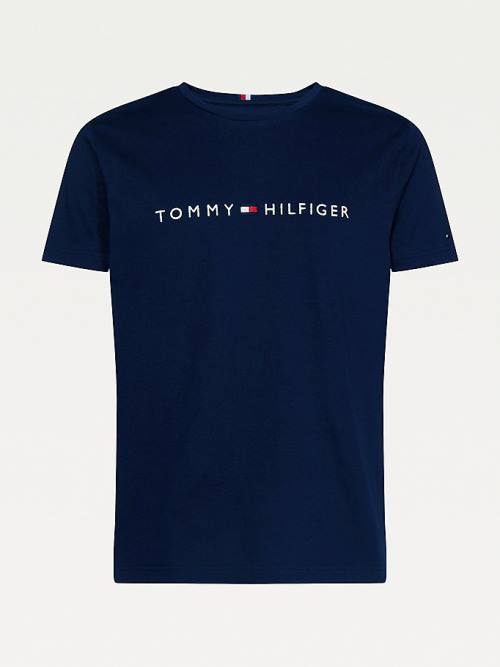 Tommy Hilfiger Plus Organic Pamuklu Logo Tişört Erkek Mavi | TH918WNO