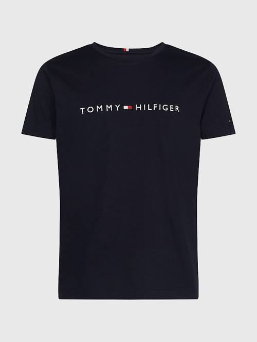 Tommy Hilfiger Plus Organic Pamuklu Logo Tişört Erkek Mavi | TH918WNO