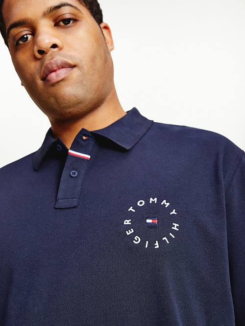 Tommy Hilfiger Plus Organic Pamuklu Pique Regular Fit Polo Yaka Tişört Erkek Mavi | TH607YWZ