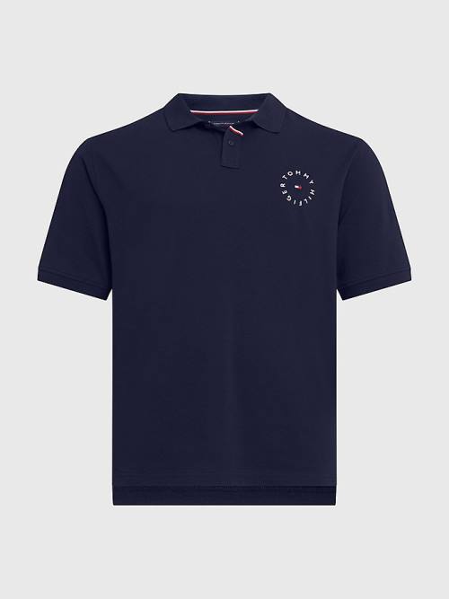 Tommy Hilfiger Plus Organic Pamuklu Pique Regular Fit Polo Yaka Tişört Erkek Mavi | TH607YWZ