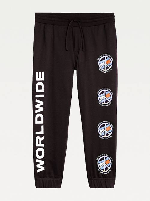 Tommy Hilfiger Plus Peace Relaxed Fit Joggers Pantolon Erkek Siyah | TH560VMI