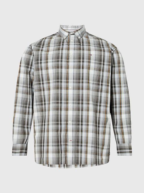 Tommy Hilfiger Plus Poplin Check Regular Fit Gömlek Erkek Mavi | TH521NUB