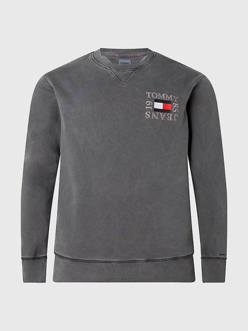 Tommy Hilfiger Plus Relaxed Crew Neck Sweatshirt Erkek Siyah | TH068ZHL