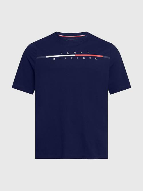 Tommy Hilfiger Plus Signature Split Logo Tişört Erkek Mavi | TH715OUY