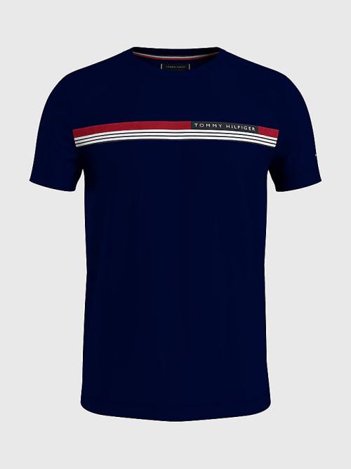 Tommy Hilfiger Plus Signature Tape Tişört Erkek Mavi | TH738MET