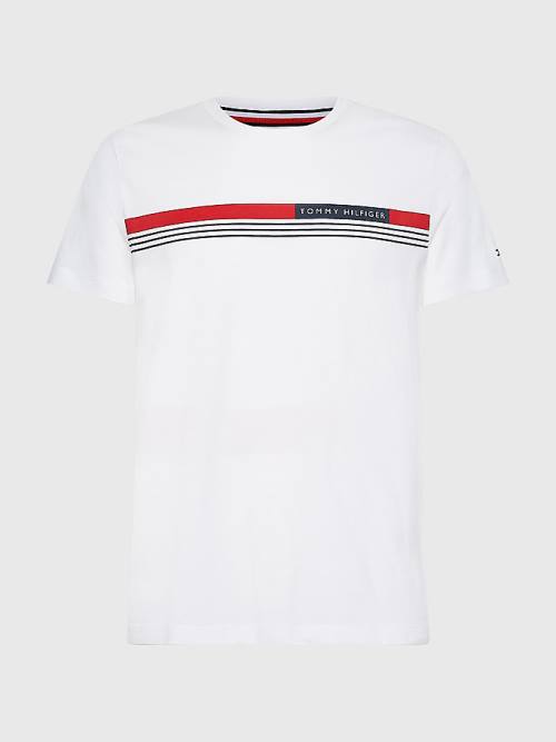 Tommy Hilfiger Plus Signature Tape Tişört Erkek Beyaz | TH953DKY