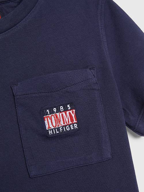 Tommy Hilfiger Pocket Logo Embroidery Tişört Erkek Çocuk Mavi | TH218RFP