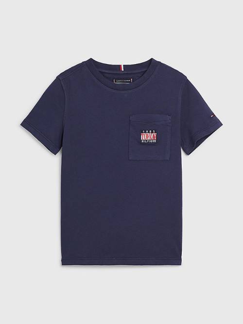 Tommy Hilfiger Pocket Logo Embroidery Tişört Erkek Çocuk Mavi | TH218RFP