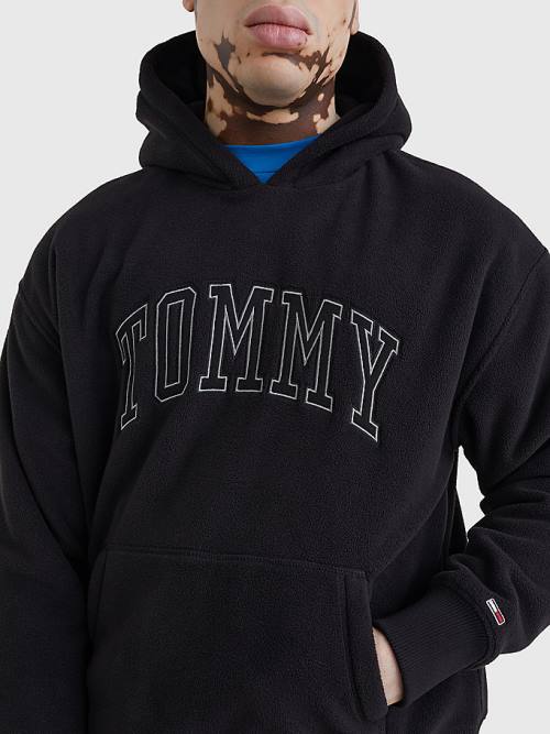 Tommy Hilfiger Polar Fleece Relaxed Fit Kapüşonlu Sweatshirt Erkek Siyah | TH579KFV