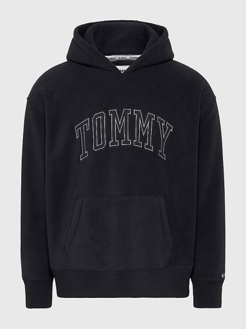 Tommy Hilfiger Polar Fleece Relaxed Fit Kapüşonlu Sweatshirt Erkek Siyah | TH579KFV