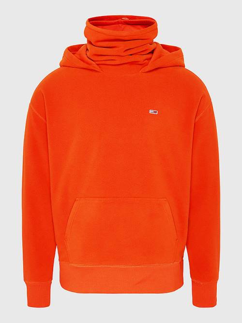 Tommy Hilfiger Polar Fleece Relaxed Funnel Neck Kapüşonlu Sweatshirt Erkek Kırmızı | TH569QBK