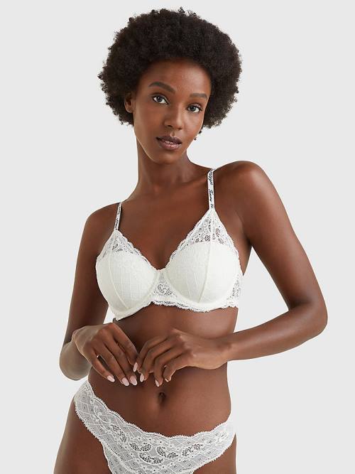 Tommy Hilfiger Prairie Dantel Half Cup Triangle Bra İç Giyim Kadın Beyaz | TH152TUE