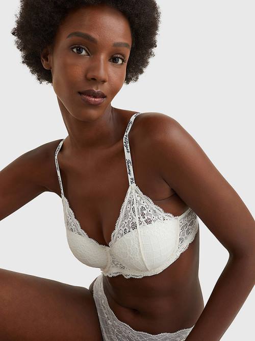 Tommy Hilfiger Prairie Dantel Half Cup Triangle Bra İç Giyim Kadın Beyaz | TH152TUE