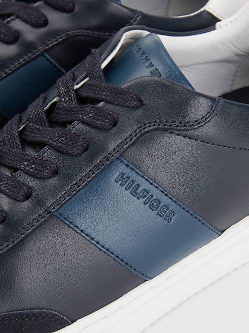 Tommy Hilfiger Premium Deri Cupsole Spor Ayakkabı Erkek Mavi | TH750JMG