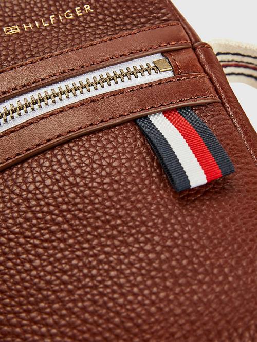 Tommy Hilfiger Premium Deri Small Crossover Çanta Erkek Kahverengi | TH238KJV