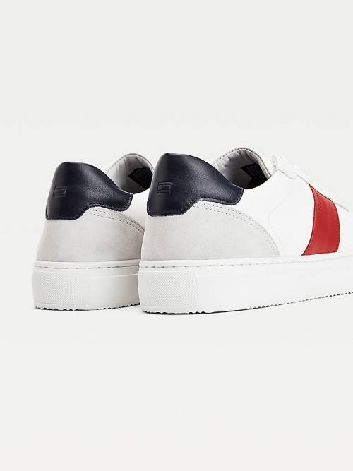 Tommy Hilfiger Premium Deri Süet Cupsole Spor Ayakkabı Erkek Beyaz | TH593CPV