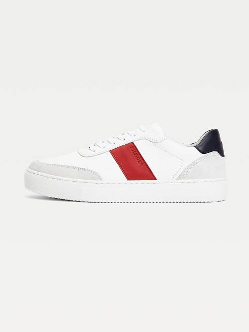 Tommy Hilfiger Premium Deri Süet Cupsole Spor Ayakkabı Erkek Beyaz | TH593CPV