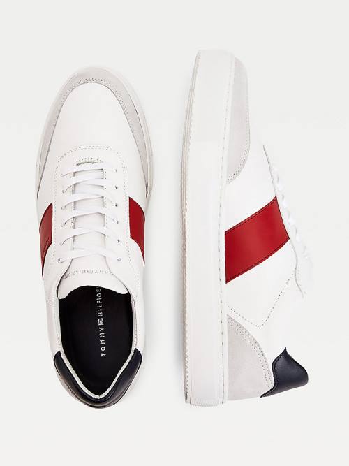 Tommy Hilfiger Premium Deri Süet Cupsole Spor Ayakkabı Erkek Beyaz | TH593CPV