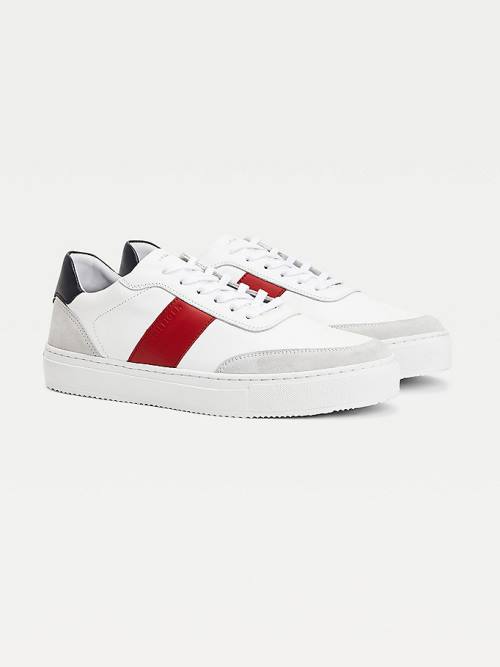 Tommy Hilfiger Premium Deri Süet Cupsole Spor Ayakkabı Erkek Beyaz | TH593CPV