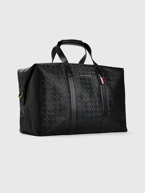 Tommy Hilfiger Premium Luxe Deri Duffle Çanta Erkek Siyah | TH381XKV