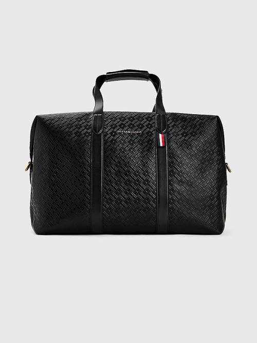 Tommy Hilfiger Premium Luxe Deri Duffle Çanta Erkek Siyah | TH381XKV