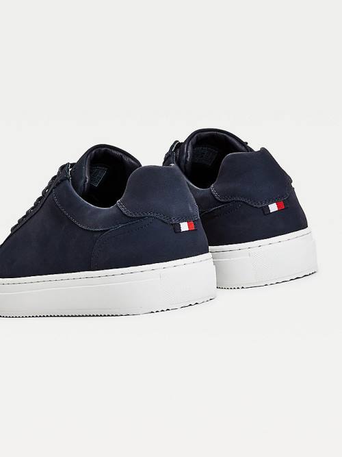 Tommy Hilfiger Premium Nubuck Deri Cupsole Spor Ayakkabı Erkek Mavi | TH243HDJ