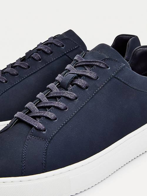 Tommy Hilfiger Premium Nubuck Deri Cupsole Spor Ayakkabı Erkek Mavi | TH243HDJ